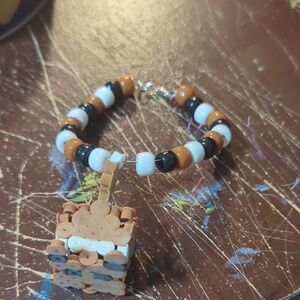 Beaded Bracelet with Cube Charm